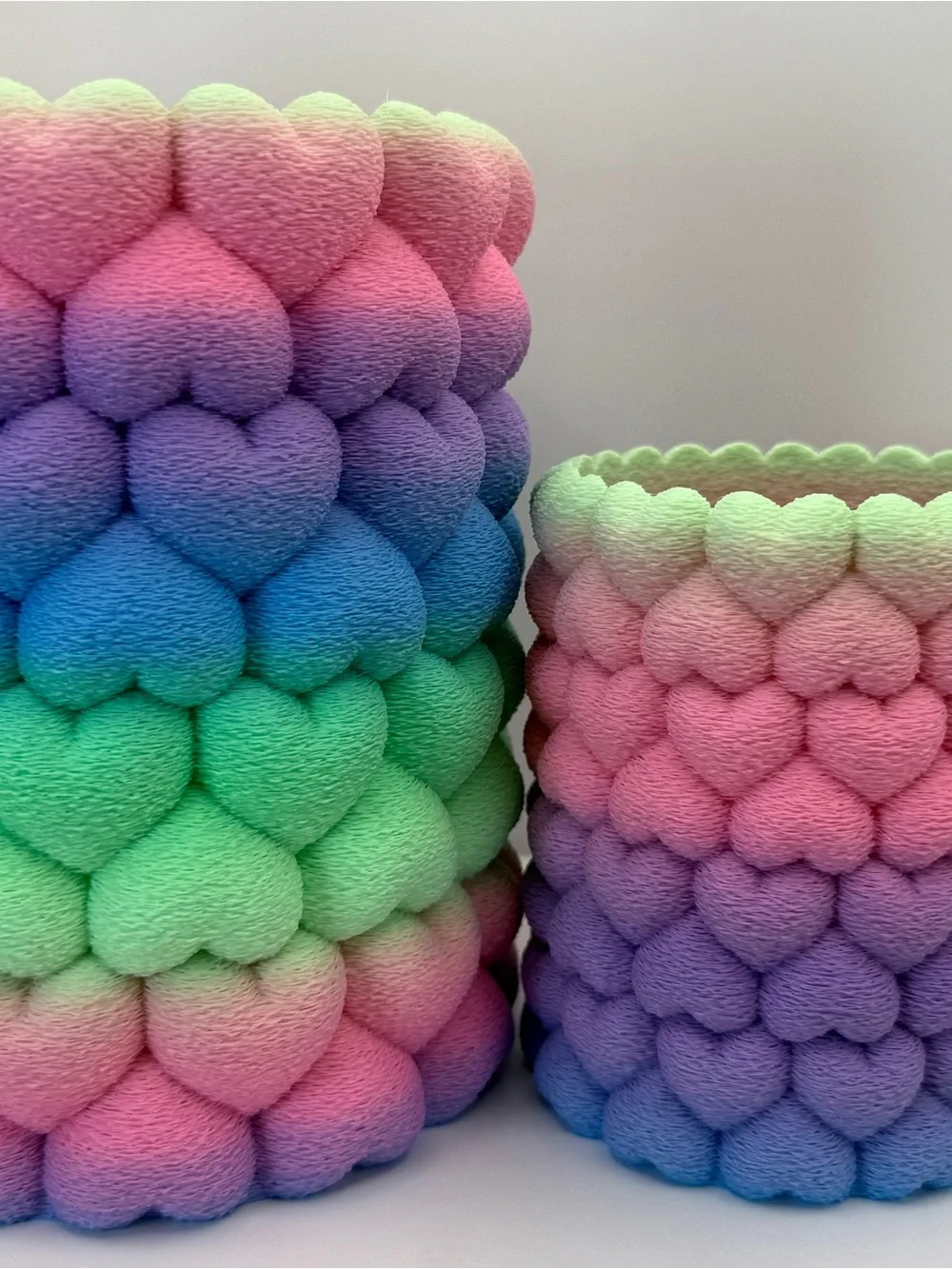 Handmade Gradient Heart Bubble Baskets - Pastel Rainbow